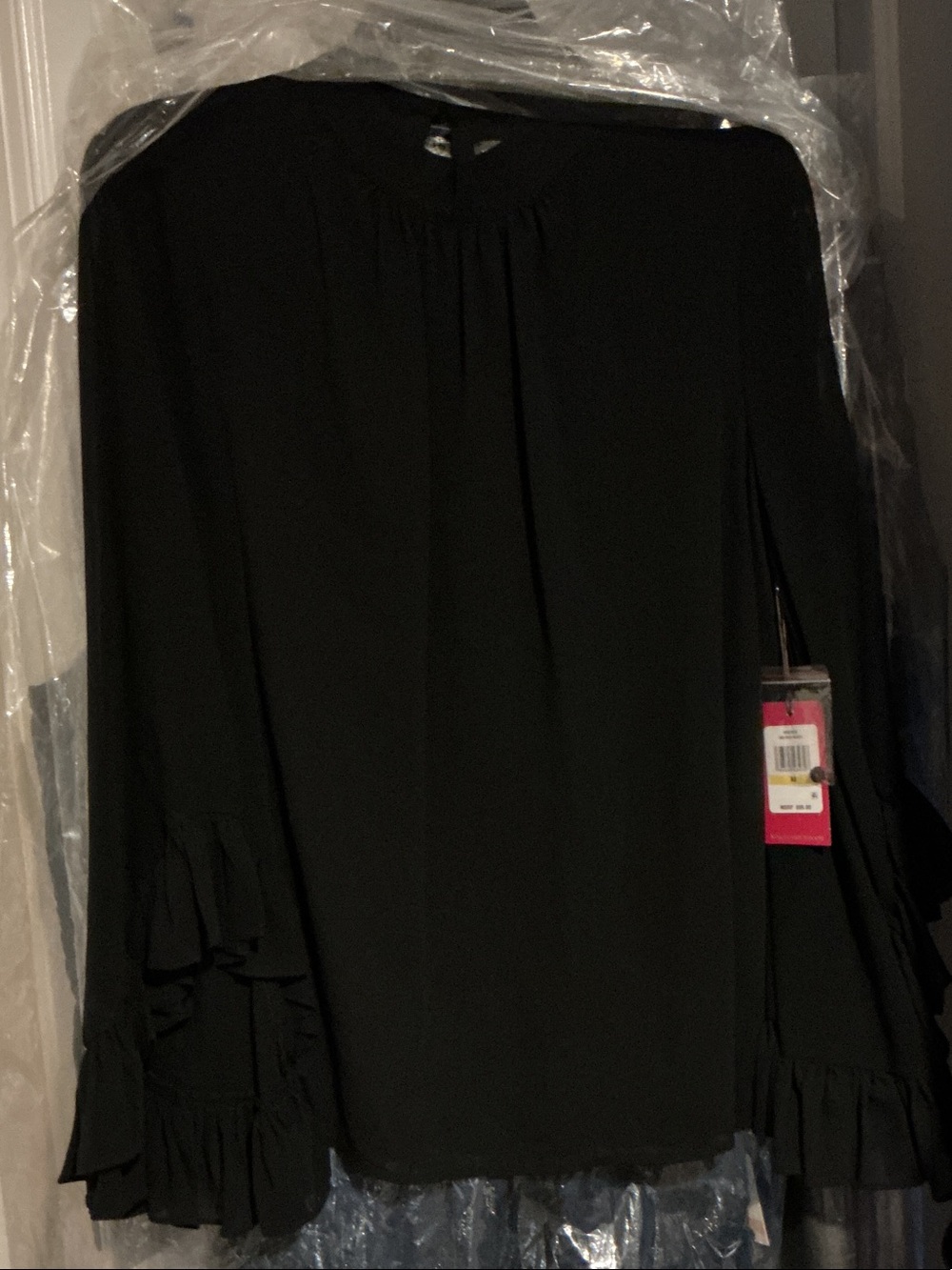 Vince Camuto Black Ruffled Bell-Sleeve Blouse